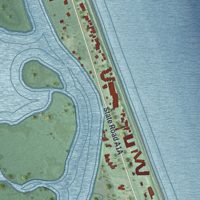Second close-up of the map of Crescent Beach, Florida print showing more streets and buildings