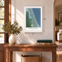 Crescent Beach, Florida map, 12 x 18 inch print in a white frame in an entryway