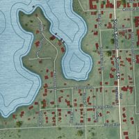 Second close-up of the map of Crescent City, Florida print showing more streets and buildings