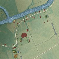 Second close-up of the map of Crescent, Louisiana print showing more streets and buildings