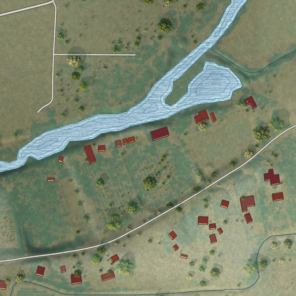 Second close-up of the map of Cressey, California print showing more streets and buildings