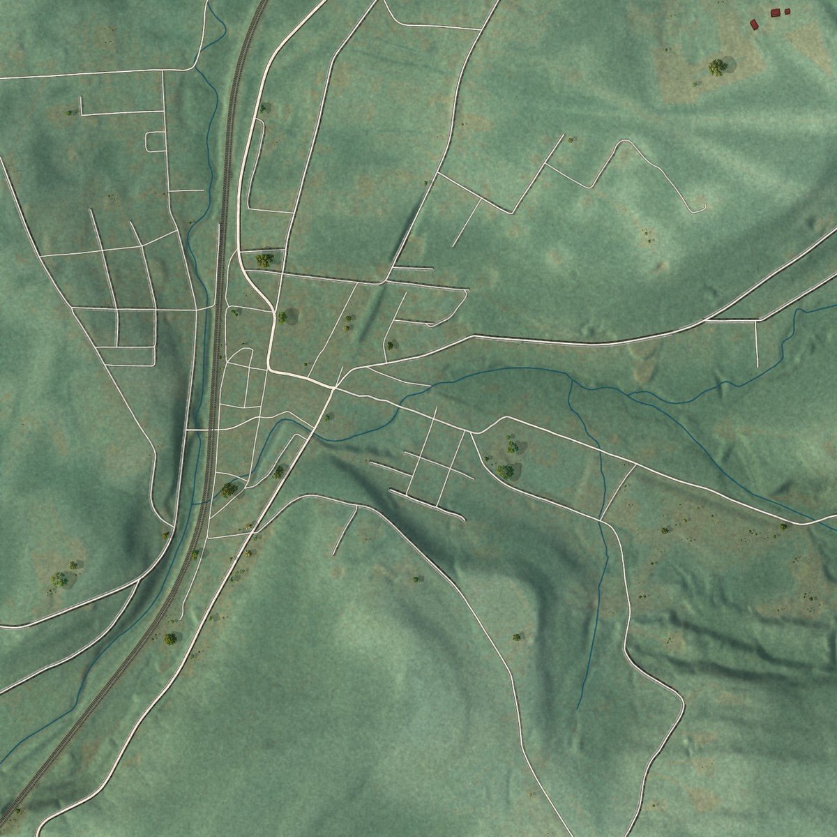 Second close-up of the map of Cresson, Cambria County, Pennsylvania print showing more streets and buildings