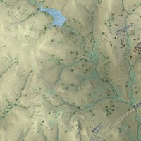 Second close-up of the map of Cresson, Texas print showing more streets and buildings