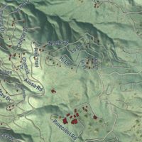 Second close-up of the map of Crestline, California print showing more streets and buildings