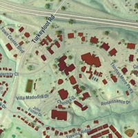 Second close-up of the map of Crestview Hills, Kentucky print showing more streets and buildings