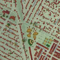 Second close-up of the map of Crestview, Texas print showing more streets and buildings