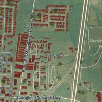 Second close-up of the map of Creswell, Oregon print showing more streets and buildings