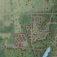 Second close-up of the map of Crete, Illinois print showing more streets and buildings