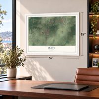 Crete, Illinois map, 18 x 24 inch print in a white frame in a home office