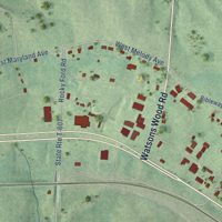 Second close-up of the map of Crewe, Virginia print showing more streets and buildings
