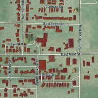 Second close-up of the map of Cridersville, Ohio print showing more streets and buildings