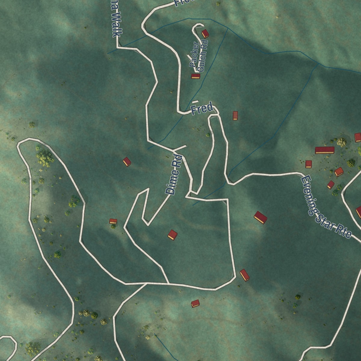 Second close-up of the map of Crisman, Colorado print showing more streets and buildings
