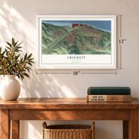 Crockett, California map, 12 x 18 inch print in a white frame in an entryway