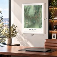 Crompond, New York map, 18 x 24 inch print in a white frame in a home office