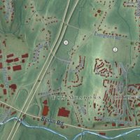 Second close-up of the map of Cromwell, Connecticut print showing more streets and buildings