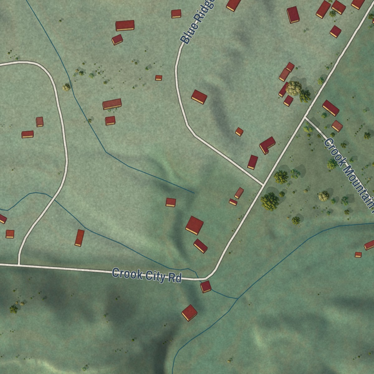 Second close-up of the map of Crook City, South Dakota print showing more streets and buildings