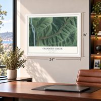 Crooked Creek, West Virginia map, 18 x 24 inch print in a white frame in a home office