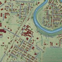 Second close-up of the map of Crookston, Minnesota print showing more streets and buildings