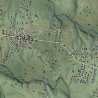 Second close-up of the map of Cross Plains, Tennessee print showing more streets and buildings