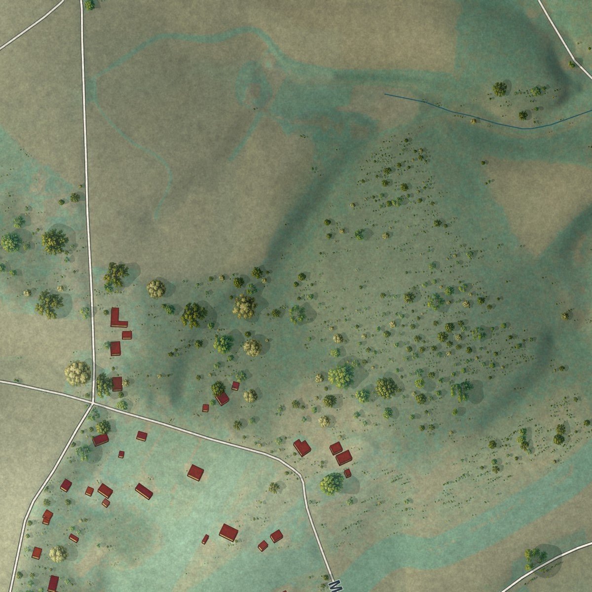 Second close-up of the map of Cross Roads, Pennsylvania print showing more streets and buildings