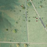 Second close-up of the map of Cross Timbers, Missouri print showing more streets and buildings