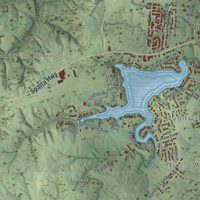 Second close-up of the map of Crossville, Tennessee print showing more streets and buildings