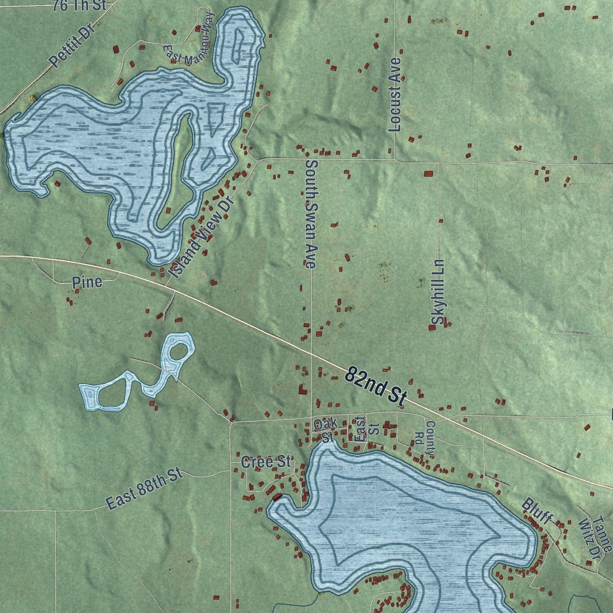 Second close-up of the map of Croton, Michigan print showing more streets and buildings