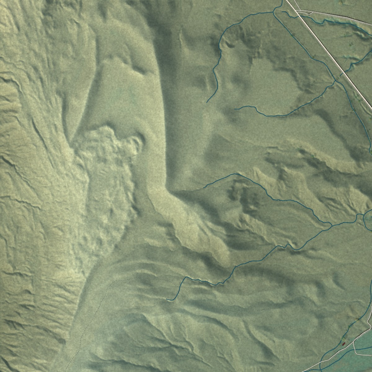 Second close-up of the map of Crowheart, Wyoming print showing more streets and buildings