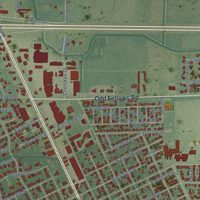 Second close-up of the map of Crowley, Louisiana print showing more streets and buildings