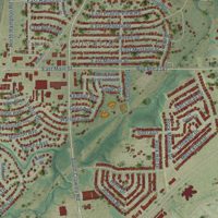 Second close-up of the map of Crowley, Texas print showing more streets and buildings