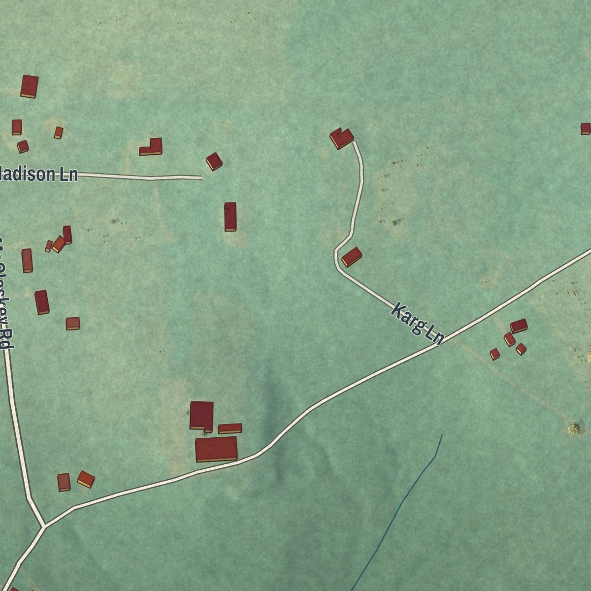 Second close-up of the map of Crown, Pennsylvania print showing more streets and buildings