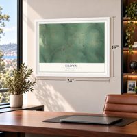 Crown, Pennsylvania map, 18 x 24 inch print in a white frame in a home office