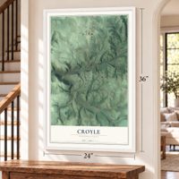 Croyle, Pennsylvania map, 24 x 36 inch print in a white frame by a staircase