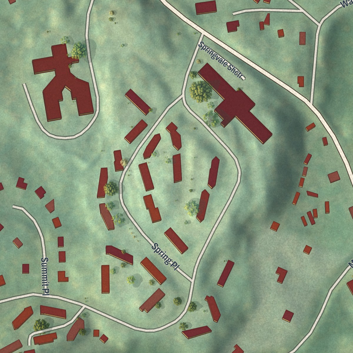 Second close-up of the map of Crugers, New York print showing more streets and buildings