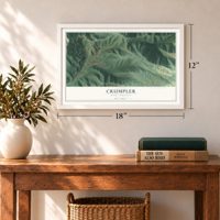 Crumpler, West Virginia map, 12 x 18 inch print in a white frame in an entryway
