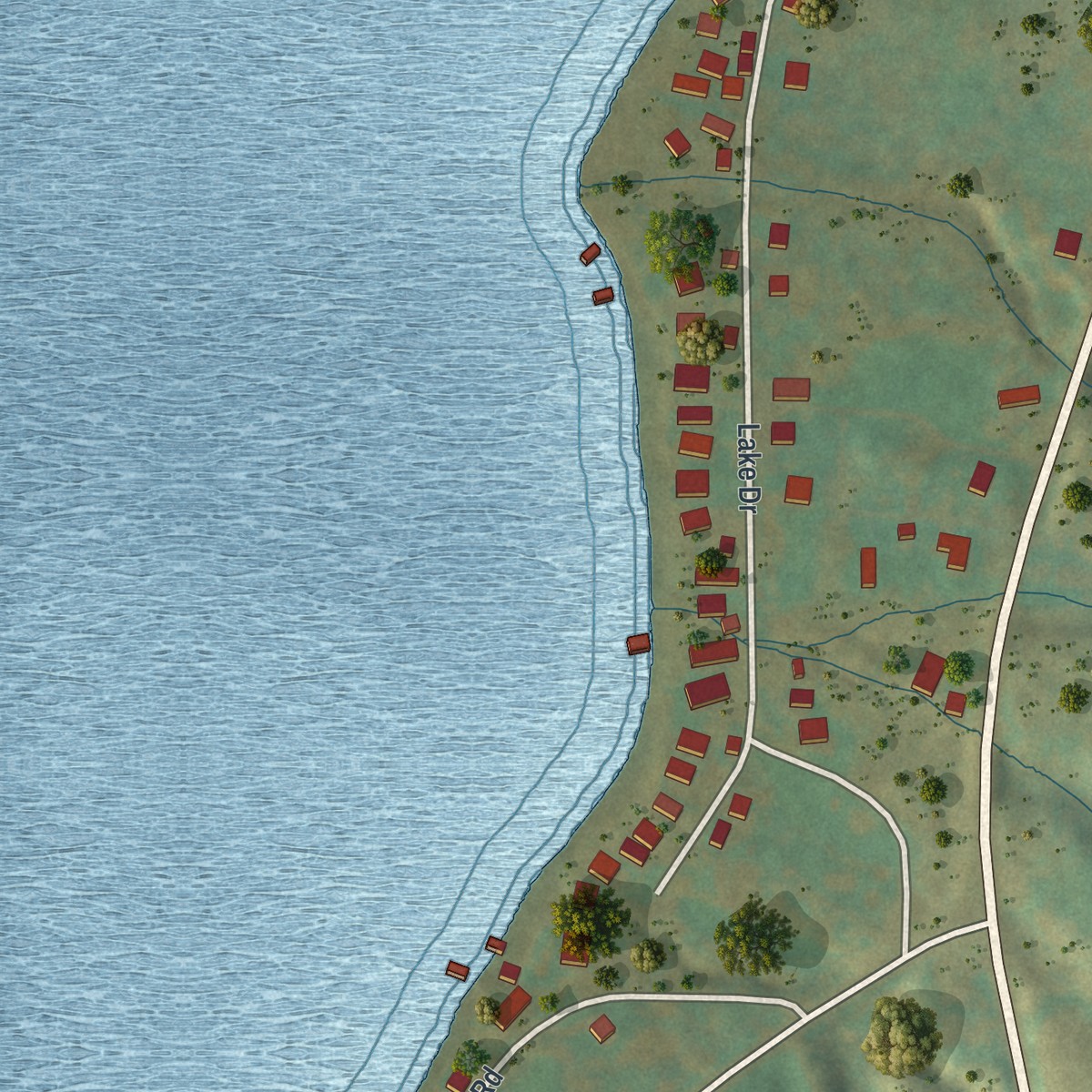 Second close-up of the map of Crystal Beach, New York print showing more streets and buildings