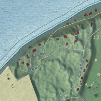 Second close-up of the map of Crystal Downs Country Club, Michigan print showing more streets and buildings