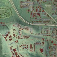 Second close-up of the map of Crystal Hill, Arkansas print showing more streets and buildings