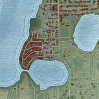 Second close-up of the map of Crystal Lake, Florida print showing more streets and buildings