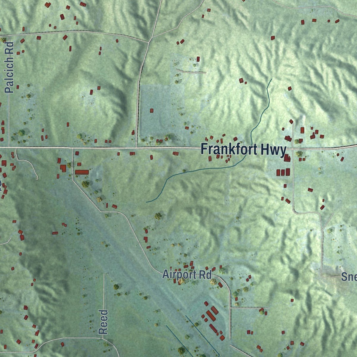 Second close-up of the map of Crystal Lake, Michigan print showing more streets and buildings