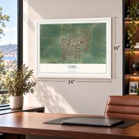 Cuba, Illinois map, 18 x 24 inch print in a white frame in a home office