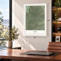 Cuba, New Mexico map, 18 x 24 inch print in a white frame in a home office