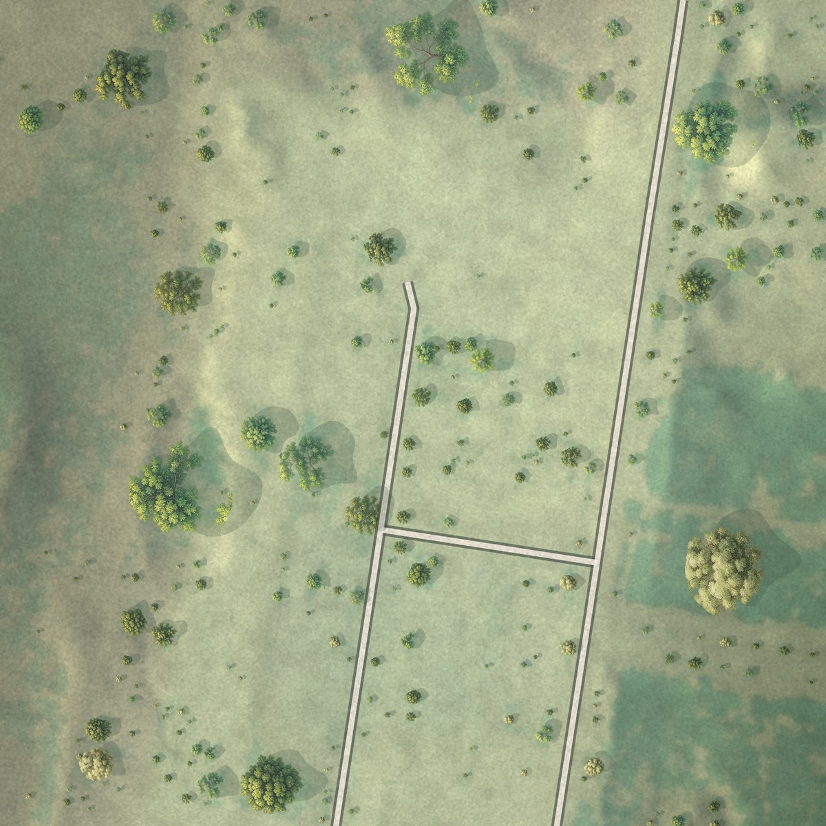 Second close-up of the map of Cuevitas, Texas print showing more streets and buildings