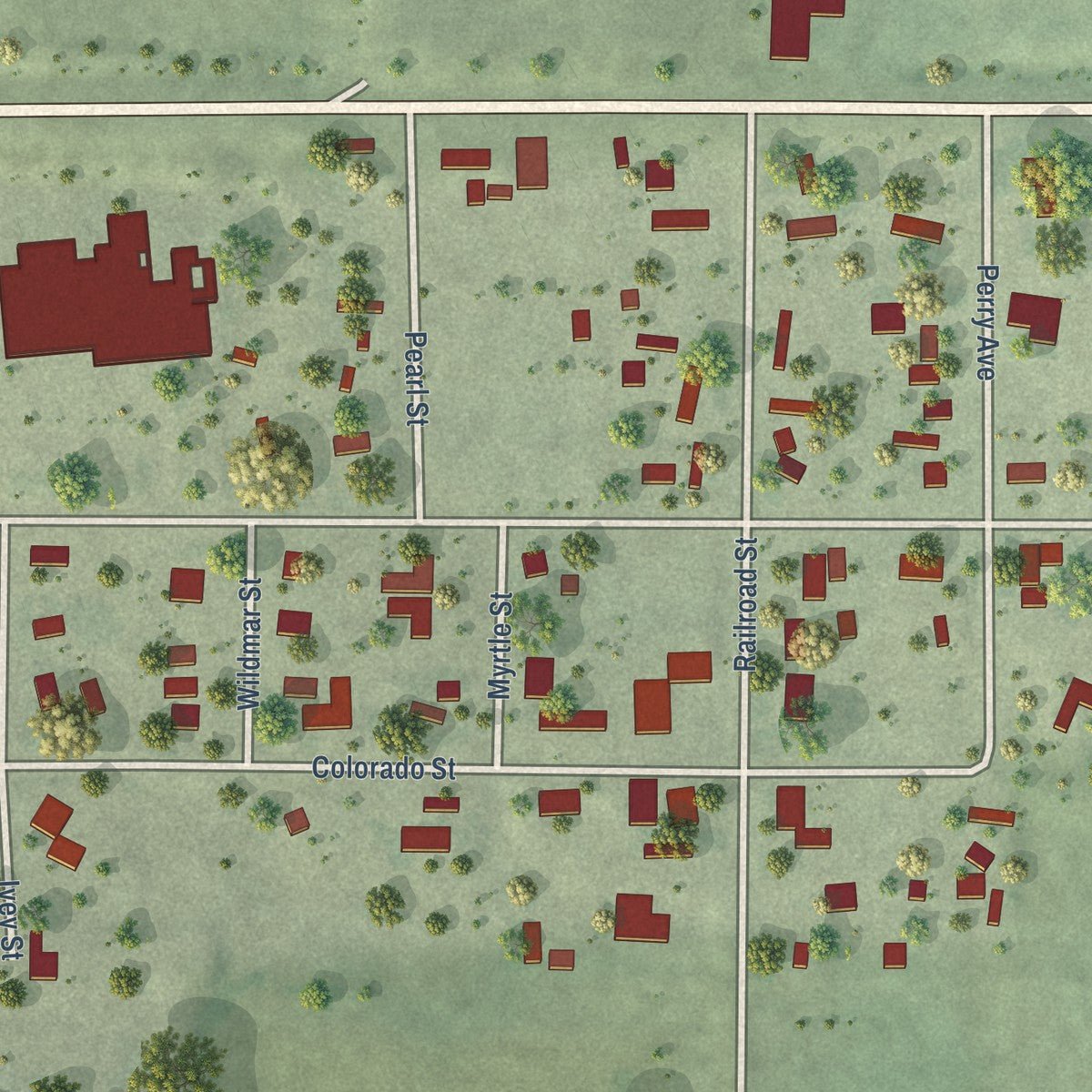 Second close-up of the map of Culbertson, Nebraska print showing more streets and buildings