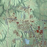 Second close-up of the map of Cullman, Alabama print showing more streets and buildings