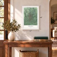 Cullman, Alabama map, 12 x 18 inch print in a white frame in an entryway