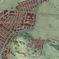 Second close-up of the map of Culver City, California print showing more streets and buildings