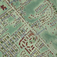 Second close-up of the map of Cumberland Hill, Rhode Island print showing more streets and buildings