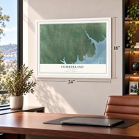 Cumberland, Oklahoma map, 18 x 24 inch print in a white frame in a home office