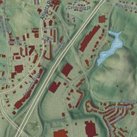 Second close-up of the map of Cumming, Georgia print showing more streets and buildings